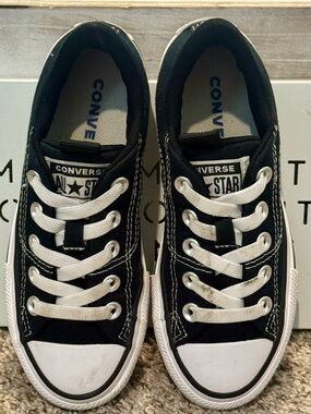 Converse Kids Low Top Sneakers - Black & White Slip Ons, Size 13 Youth